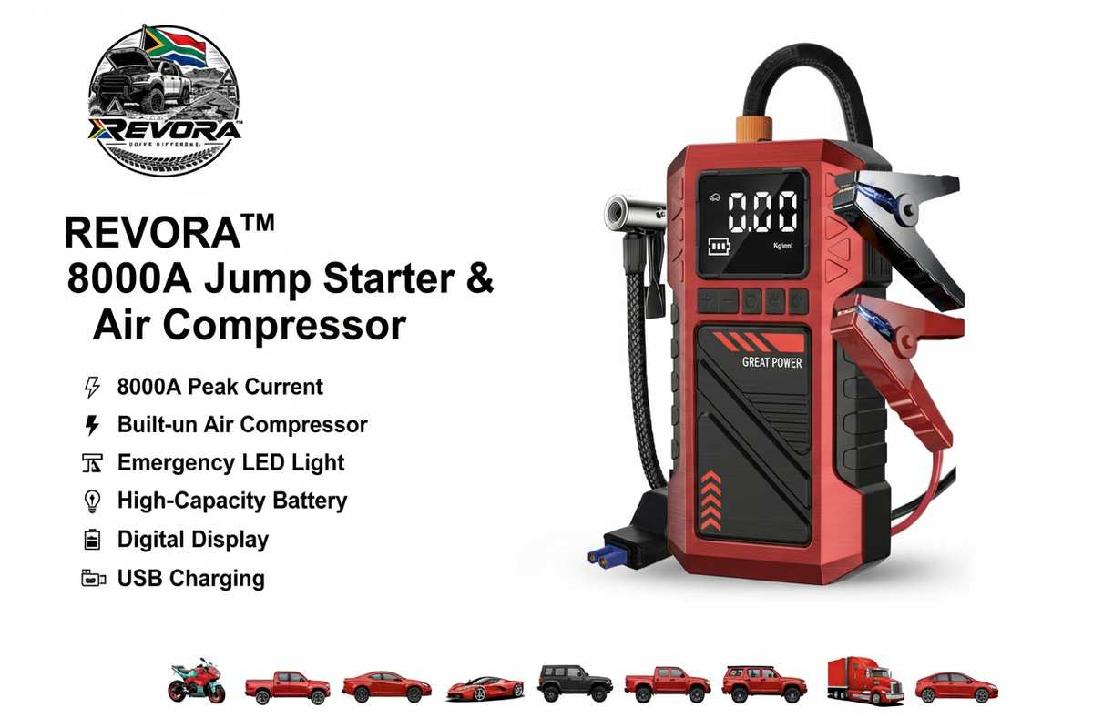 Revora 8000A Jump Starter - Feature Infographic